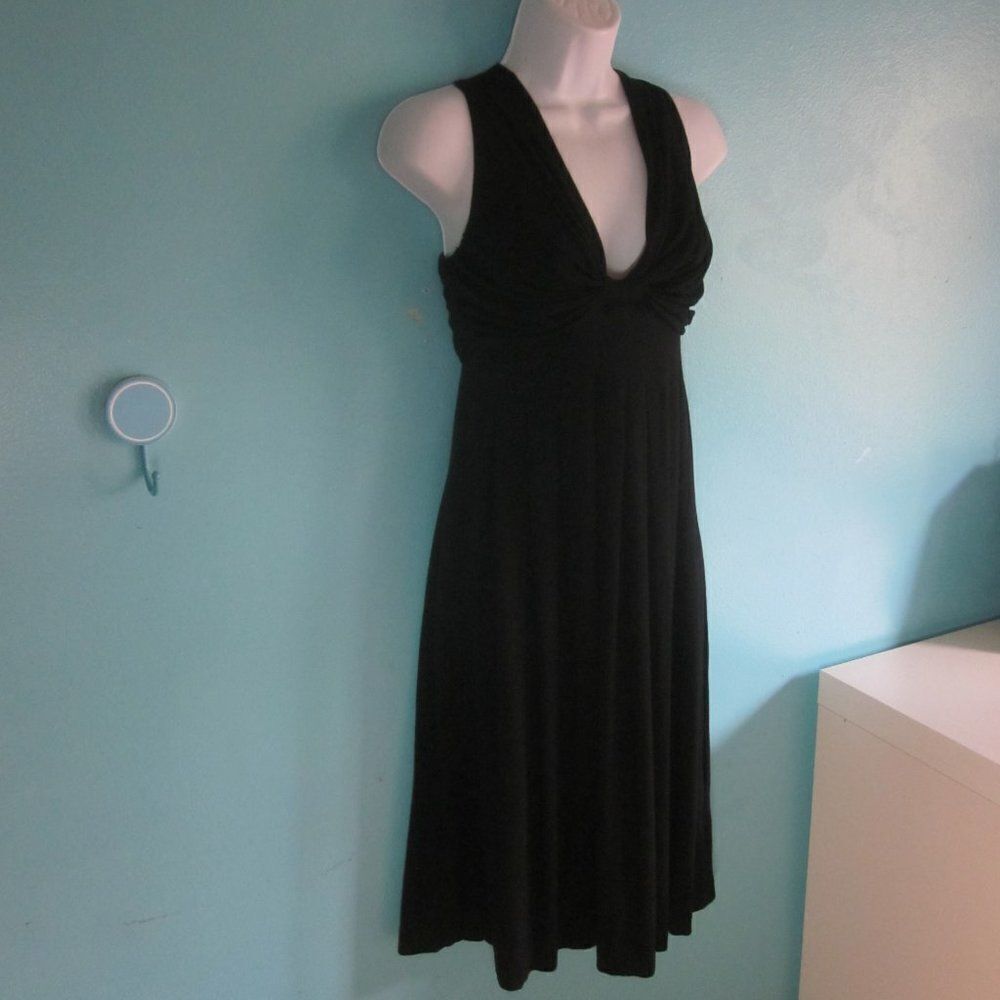 NEW! Robert Rodriguez Womens Size L Plunge Neck Flowy Black Lyocell Dress